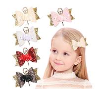 5-PCS Glitter Bow Hair Clips Ballet Girl Hair Bow Sequin Shining Hairpins Hair Accessories for Kids for Christmas