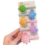 5 Pcs Glow in The Dark Turtle Hair Ties - Colorful Cute Resin & Satin Scrunchies for Women Girls Teens, No Damage Elastic Hair Accessories for Beach, Tropical Summer Styles (Assorted Multi-Pack)