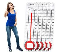 5 Pcs Goal Chart Fundraising Thermometer Goal Setter Board Goal Tracker Giant Goal Chart Goal Tracker Dry Erase Goal Setting Wall Mounted Thermometer with Pull Through Ribbon, 46 x 12 inches