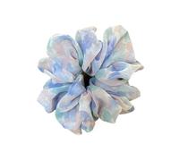 5 Pcs Gradient Colors Women Floral Printed Mesh Scrunchies Elastic Hair Ties Girls Accessories Rope Hairbands for Women or Girls(Blue)