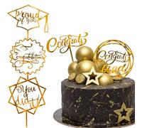 5 Pcs Graduation Cake Topper Gold Acrylic Cake Topper Congrats Grad You Did It Congratulations Table Centerpiece Sticks Grad Party Food Appetizer Picks for Cakes Decor Supplies