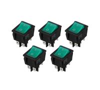 5 Pcs Green Luminous Rocker Switch 40A 250V 6 Pin DPST On/Off For Boat Car Vehicle Electrical Control Panel Marine Application