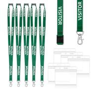 5 Pcs Green Visitor Lanyards for Neck Lanyard with Card Holder Transparent Waterproof Breakaway Safety Id Badge Holder for Id Cards Holder