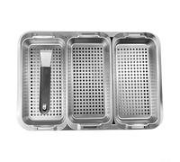 5 Pcs Grill Basket Set Large Stainless Steel BBQ Pans with Serving Tray and Handle, BBQ Accessories Tools for Outdoor Grilling Vegetables Seafood Meat Parties Camping, Birthday Gifts for Men