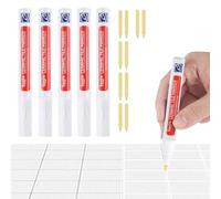 5 Pcs Grout Pen White Grout Pen for Tiles, White Tile Grout Pens, Wall Repair Pen, Grouting Tiles Pens with 10 Replacement Nibs for Restoring Grout Bathrooms Kitchen Floor Wall Lines