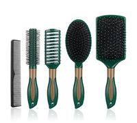 5 Pcs Hair Brush Set,Anti-Static Detangling Kit with Oval,Round,Vent & Paddle Brush for Scalp Massage at Home for Women & Men