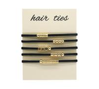 5 Pcs Hair Ties Bracelet Gold Beads Elastic Blonde Ponytail Holder Blonde Cluff Aesthetic Jewelry Hair Accessories Bling (Black)