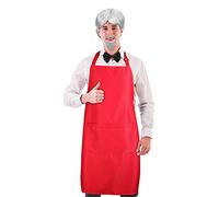 5 Pcs Halloween Cosplay Costumes Colonel Costume Accessories Old Man Grandpa Wig and Mustache Adult Red Butcher Apron Fake Glasses Black Colonel Tie, As Show, 70 x 75 cm (27.56 x 29.53 inches)