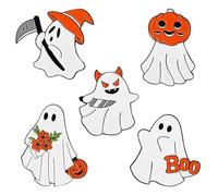5 Pcs Halloween Pins for Women Cute Ghost Enamel Pin Kawaii Pins Cartoon Boo Pumpkin Ghost Pin Halloween Funny Lapel Pins Ghost Brooches Badges Halloween Brooches for Backpack Jacket Clothes, Metal