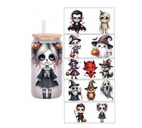 5 Pcs Halloween Theme Stickers,Vinyl Waterproof Holiday Stickers,UV DTF Cup Wraps Halloween Decals for DIY Holiday Party Water Bottle Decor (Style 1)