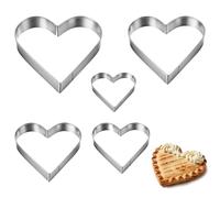 5 Pcs Heart Cookie Cutter 5 Size Stainless Steel Love Shaped Biscuit Molds for Cookies, Fondant & Biscuits, Easter Cupcake & Valentine's Day Baking Gift Supplies