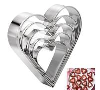 5 Pcs Heart Cookie Cutter, Fondant Biscui Cutters Heart Baking Tool for Homemaking Cookies Cookie Shaper Stainless Steel Holiday Cookies Cutter Shapes for Baking Gift