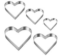 5 Pcs Heart Cookie Cutter, Fondant Biscui Cutters Heart Baking Tool for Homemaking Cookies Cookie Shaper Stainless Steel Holiday Cookies Cutter Shapes for Baking Gift