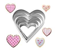 5 Pcs Heart Cookie Cutter, Heart Shaped Cookie Cutter Decorations, Stainless Steel Cookie Cutters for Baking for Valentine's Day, Pastry Cutter, Candlelit Dinner Make