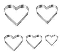 5 Pcs Heart Cookie Cutter Set, Stainless Steel Heart Baking Tools for Cookies, Fondant & Biscuits, Easter Cupcake & Valentine's Day Baking Gift Supplies
