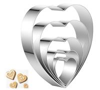 5 Pcs Heart Cookie Cutter Set, Stainless Steel Heart Edge Cookie Cutters Reusable Hearts Fondant Biscuit Sandwich Cheese Pastry Mold Bakeware Tools for Valentine's Day (1.5, 2, 2.7, 3.5, 4.7 Inch)