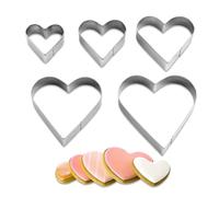 5 Pcs Heart Cookie Cutter, Valentine Love Hearts Shaped Cookie Cutter, Stainless Steel Heart Shape Cutters for Baking Scones, Easter Cupcake Present, Valentine, Mother's Day