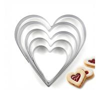 5 Pcs Heart Cookie Cutters, Stainless Steel Heart Shaped Cookie Cutter Set, Reusable Various Suitable Size Pastry Cutters for Cookies Scones Cake, for Mothers Day Weddings Anniversaries