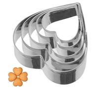 5 Pcs Heart Cookie Cutters - Valentine's Day Heart-Shaped Baking Set - Stainless Steel Molds for Cookies, Fondant, Biscuits, Sandwiches - Perfect for Baking with Kids, DIY Crafts