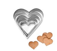 5 Pcs Heart Cookie Cutters,Valentine's Day Heart Shaped Cookie Cutter Set,Biscuit Cake Kids Cookies Usable,Shaped Mini Stainless Creative Love Hearts,for Valentine,Candlelit Dinner Foods Make Shaping