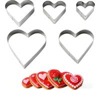 5 Pcs Heart Cookie Cutters Valentines Decorations,5 Size Metal Heart Cookie Cutter,Stainless Steel Fondant Biscui Cutters,Pastry Cutter for Baking for Valentine's Day,Easter Cupcake Present