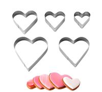 5 PCS Heart Shaped Cookie Cutter,Heart Shaped Cutters for Baking,Stainless Steel Pastry Cutters,Cake Molds for Fathers Day Mothers Day Valentine's Day Birthday Christmas