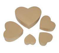 5 Pcs Heart-Shaped Kraft Boxes With Lids, Mache Heart Gift Boxes For Diy, Storage, Gift Wrapping, Ideal For Holiday Decorations, One Size, Kraft Paper, no gemstone