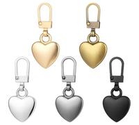5 Pcs Heart Shaped Zipper Pull, Multicolor Decorative Zipper Pulls Replacement Zippers Pull Charm Practical Sewing Accessories for Coats Jackets Pants Clothing Luggage Sewing DIY