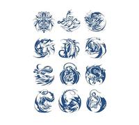 5 Pcs Herbal Temporary Tattoo Stickers Dragon Men And Women Small Totem Can Not Be Washed Off The Chest Arm Semi-Permanent Simulation Tattoo