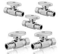 5-PCs HeSun Expansion Pex Straight Stop Valve, 1/2" PEX-A x 3/8" OD Compression Outlet, 1/4 Turn Shut Off Valve for Bathroom,ASTM F1960(VALVE098-5)