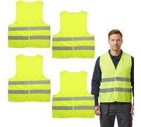 5 PCS Hi Vis Vest Reflective Jacket Ventilate Standard Size Reflective High Visibility Vests Multi-pocket for Traffic Work, Surveyor and Security Guard Construction(Green)
