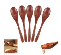 5 PCS Honey Spoon, Wooden Teaspoons, Bamboo Spoons for Ice Cream, Sugar, Honey, and Bath Salts - Reusable Dark Brown Wooden Spoons