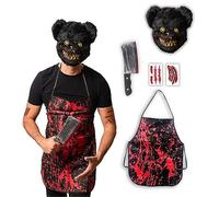 5 pcs Horror Bear Costume - Halloween Costumes For Men - Adult & Teen One Size Fits All - 2025 Trending Fancy Dress - UK Based Brand