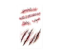 5 pcs Horror Simulation Wrist Cutting Suture Wound Temporary Tattoo Halloween Special Effect Tricky Scar Temporary Tattoo