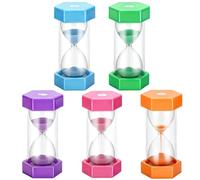 5 Pcs Hourglass Set for Time Management, 1, 3, 5, 10, 30 min Sand Timers with Hexagonal Anti-Fall Plastic Shell, Clear Glass for Classroom, Office, Home Decor, Games and Youngsters Activities