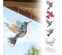 5 Pcs Hummingbird Suncatchers Decorative Acrylic Bird Sun Catchers Glass Window Hanging Ornament Multipurpose Hummingbird Sun Catchers Indoor Window for Home Garden Party Decoration