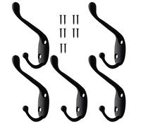 5 PCS Individual Vintage Antique Coat Hooks Wall Mounted Decorative Clothes Hat Hooks Double Prong Robe Hooks Single Screw In Door Hooks For Kitchen Bedroom Wall Bathroom Garage Hanging With Screws