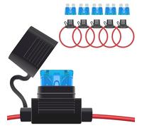 5 PCS Inline Fuse Holders 12V, 16 AWG Car Gauge Inline Fuses, Waterproof Fuse Holder with 15A ATC/ATO Standard Blade Fuses for Automotive, Marine, Golf Cart Lighting, Electrical Circuits