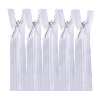 5 Pcs Invisible Zips - 40 cm/16 Inch White Nylon Zips for Sewing, Closed-Ended Concealed Zippers for Skirts, Cushions, Pillows, Clothes, Pants & DIY Craft (Invisible Zipper Set)