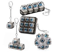 5 Pcs Keyboard Fidget Toy for Adults, Clicky Keyboard with Crisp Key Sounds, Funny Stress Relief Clicker Fidget Keychain, Portable Finger Decompression Keyring for Office School