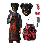 5 pcs Killer Bear Halloween Costumes For Boys - 5-12 Boys One Size Fits All - 2025 Trending Fancy Dress - UK Based Brand