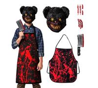 5 pcs Killer Bear Halloween Costumes - One Size Fits All - 2025 Trending Fancy Dress - UK Based Brand