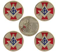 5 PCS Knights Masonic Emblem Challenge Coin | Chivalric Valor & Sacred Shield Medallion | Knights Masonic Emblem Historical Token | Commemorative Gifts for Collectors, Historians, and Enthusiasts