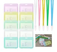 5 PCS Lanyards for Neck with 10 PCS Card Holders, Horizontal Double Sided ID Card Badge Holders, Waterproof Clear Name Tag Badge Card Holders for Office School Business Cards Driver’s Licenses Passes