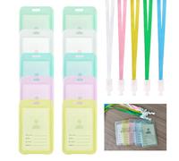 5 PCS Lanyards for Neck with 10 PCS Card Holders, Vertical Double Sided ID Card Badge Holders, Waterproof Clear Name Tag Badge Card Holders for Office School Business Cards Driver’s Licenses Passes