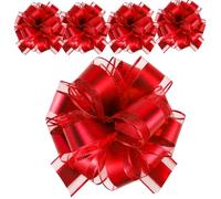 5 PCS Large Pull Bows Wrapping Pull Bow Ribbon，Red Gift Wrap Bows for Gift Wrapping Baskets Wedding or Flower Decorations, Valentine's Day Birthday Gift Decorations