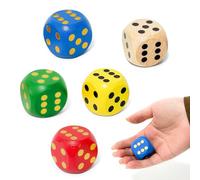 5 Pcs Large Wooden Dice 30mm,5 Colors Wooden Six Sided Dice Standard 6 Sided Dices,Round Edge Colorful Dice Set for Board Game Classroom Instruction Party Activities