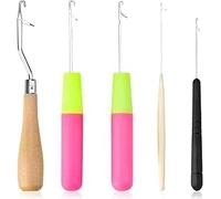 5 Pcs Latch Hook Crochet Needle Set | Small Bent Latch Hook Tools for Hair Extensions, Weaving, and Crafting | Durable, Easy to Use, Portable