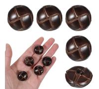 5 PCS Leather Buttons Round Vintage Football Buttons 20 Mm Genuine Leather Cover Button Decorative Fasteners Button with Shank Sew for Sweaters Clothes Dress Coats Jackets DIY Crafts, Brown