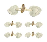 5 Pcs Leather Toggle Closures, Toggle Resin Coat Buttons, Resin Leather Buttons, Horn Fastening Buttons, Leather Horn Toggle Buttons, for Children's Clothing Sweaters, Coats, Jackets, Etc (Off White)